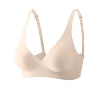 Vhersily Soutien-gorge Amaframe sans armatures léger, sans couture, doux et respirant, liberté de mouvement et de soutien, courbe, couvrant, printemps frais, moulant, bralette Push Up, beige, M