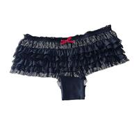 Vhersily String Tanga Hommes Satin Ruffle Culotte Jockstrap Lingerie Sexy pour Sissy Gay Noël Sous-vêtements String Thong Hommes Sport Sous-Vêtements Érotique Clubwear, Costumes de Couple, Noir