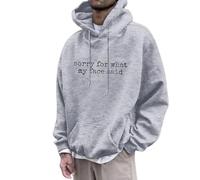 Vhersily Sweat à capuche avec inscription Sorry for What My Face Said avec col rond amusant et décontracté Y2K Vintage Top de route de sport Hiohop Surdimensionné pour entraînement basket-ball, gris