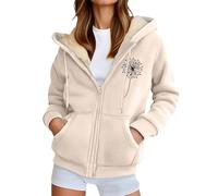 Vhersily Sweat à Capuche Courte Femme en Polaire Fermeture À Glissière Toute les Années 90 Et Cordon de serrage à Manches Longues Chaude Veste d'Hiver avec Zip Teddy Hoodie Sweatshirt avec Poches