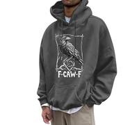 Vhersily Sweat à capuche pour homme avec motif imprimé corbeau et squelette d'Halloween Punk Vintage Manteau confortable à manches longues coupe-vent Gilets de travail doux et confortables pour la