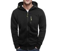 Vhersily Sweat à capuche zippé pour homme avec fermeture éclair et poches sur le devant, résistant, sport de couleur unie, léger, respirant à manches longues, confortable, pull de randonnée, course à