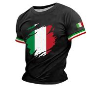 Vhersily T-shirt à manches courtes pour homme avec drapeau italien, t-shirt intime essentiel pour adultes, athlétique, course, salle de gym, emblème Italie de la République italienne Symbole Souvenir