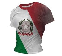 Vhersily T-shirt à manches courtes pour homme avec drapeau italien, t-shirt intime essentiel pour adultes, athlétique, course, salle de gym, emblème Italie de la République italienne Symbole Souvenir