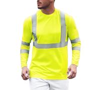 Vhersily T-shirt à Manches Longues Réfléchissant Gilet de Sécurité Haute Visibilité Maille Respirante Séchage Rapide Chemise de Travail Réfléchissant Léger à Manches Longues, jaune, XXXXXL