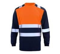 Vhersily T-shirt pour homme avec protection d'avertissement avec rayures réfléchissantes, séchage rapide, à manches longues, polyvalent combiné avec shorts, fin et confortable, Orange, L