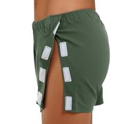 Vhersily Tear Away Short pour homme après opération, vêtements adaptables, jambe large, de basket-ball, avec boutons et poches, séchage rapide, respirant, pour handicapés, réadaptation, vert foncé