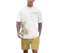 Vhersily Tenue Homme Complet, T-Shirt Manches Courtes et Short, Ensemble Pyjama Imprimé d'été, en Coton, Léger, Respirant, Esthétique Streetwear, Y2K, À la Mode, de Basket Sportive, M