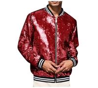 Vhersily Veste décontractée décontractée confortable et large avec paillettes rayées style carnaval commercial extérieur caractéristique parfait look décontracté vintage léger muscle classique pour