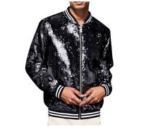 Vhersily Veste décontractée décontractée confortable et large avec paillettes rayées style carnaval commercial extérieur caractéristique parfait look décontracté vintage léger muscle classique pour