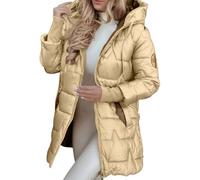 Vhersily Veste D'Hiver En Coton Rembourrée Pour Femme - Manteau Avec Capuche Ajusté De Longueur Moyenne - Chaud - Doudoune À Manches Longues Avec Poche Anti-Vent Et Imperméable - Parka - Vestes En