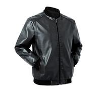 Vhersily Veste Hommes En Cuir À Col Coréen Casual Moto Slim Fit Veste Bomber Pour Motards Moderne Confortable Doux Léger Y2K Streetwear Classique Hiver Coupe Vent, Noir , L