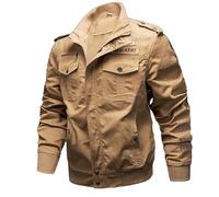 Vhersily Veste militaire légère pour homme, printemps, été, blouson coupe-vent avec fermeture éclair, poches, pour voyage et marche, randonnée, automne et hiver, polyvalents pour look, A Kaki, L