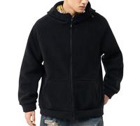 Vhersily Veste polaire d'extérieur pour homme polaire à capuche réversible Full Zip Up Manteau d'hiver à manches longues Outwear Zippato chaud classique moderne d'hiver coupe-vent Trekking, Noir , 8XL
