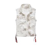 Vhersily Vestes coupe-vent pour cyclisme, Gilets en jean classiques pour homme vintage sans manches, Vestes à patchs de mode, style punk rock déchiré, cowboy effilochée, légère et confortable, Blanc