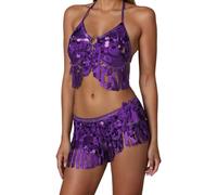 Vhersily Vêtements de Danse du Ventre Femmes Costume Danseur Ventre Oriental Soutien-gorge Ceinture Belly Dance Outfits Costumes de Carnaval Halloween Vintage Léger à la Mode Slim Cadeau Nouvel An