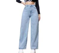 Vhersily Y2K Pantalon en jean large pour femme, taille haute et jambe droite vintage, élastique, lavé en Denim Crayon Harajuku Hip Hop Streetwear Pantalon cargo évasé avec poches Baggy,Jeans Skater
