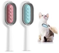 Vhger Brosse pour chien avec réservoir d'eau, brosse de nettoyage multi-usages 4 en 1 pour animaux de compagnie, brosse de nettoyage universelle pour animaux de compagnie (vert + rose)