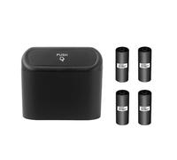 VHGHHVEJ Boîte De Rangement Intérieure De Voiture, Poubelle Avec 4 Rouleaux De Sacs Poubelle, Mini Poubelle Avec Couvercle Et Sac Poubelle, Bac De Rangement For Voiture(Black Kit)