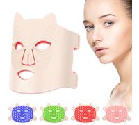 Vhipu Masque Visage LED, Masque led visage luminothérapie, 4 Couleurs Rouge, Infrarouge proche, Bleu, Vert, Anti-Âge Beauté pour Tous Les Types de Peau, Utilisable Partout.