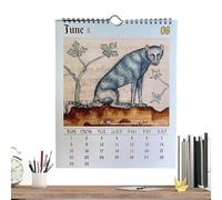 Vhjlfig Calendrier médiéval 2025 en papier avec chats laids - 28 x 21 cm - Calendrier mural avec chats médiévaux étranges - Pour vacances, anniversaire, travail, maison, cuisine, hommes, femmes, amis