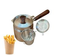 Vhjlfig Friteuse avec panier, accessoires en acier inoxydable à double couche avec panier et passoire, pour bacon, pommes de terre, poissons, nachos camping maison poêle grill