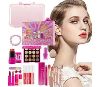 Vhjlfig Lot de 26 kits de maquillage avec à paupières de différentes couleurs, brillant à lèvres dans plusieurs tons et différents pinceaux de maquillage, kit imperméable pour mariage, théâtre