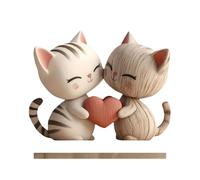 Vhjlfig Statuette De Chat - 2D Plat en Forme d'animal en Bois,Decoration De Couple De Chats | pour La Chambre, Romantique, Et pour Les Célébrations d'anniversaire des Femmes