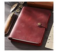 VHKJewE Agenda de bureau en cuir à spirales A5, 192 pages, couverture verrouillable, carnet croquis fait main, style simple, cadeau(G Red Wine,Kraft paper)