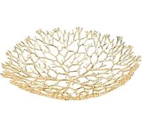 VhoMes Bol à dessert, plat à fruits créatif en métal doré à motif corail, durable, pour salade de fruits, décoration de la maison, envoi à des amis, diamètre 25cm x hauteur 5,5cm