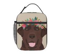 VhoMes Labrador chocolat avec lignes coupées panneau pour chien floral,sac à lunch, boîte à lunch isolée sac fourre-tout à lunch boîte à lunch de pique-nique pour pique-nique à l'école de travail
