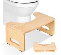 VHUTOU Tabouret de Toilette en Bambou, Tabouret WC Physiologique Antidérapant pour Adultes en Forme de C, 7-Pouce Hauteur Tabouret de Toilette Pliable