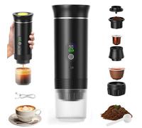 VHV Cafetière Portable 3 en 1,Rechargeable Cafetière Portable de Voyage,12V Expresso Machine a Cafe pour Capsule,Café Moulu,pour Camping,Voyage,Bureau,Voiture,Maison (Noir)