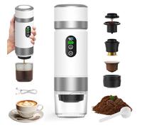 VHV Machine à Cafe Portable,3 En 1 Cafetière à Expresso Chauffage Électrique,12V Expresso Cafetière Rechargeable,Pour Bureau,Voyage, Maison,Compatible avec les Capsules Espresso et Café Moulu