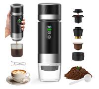 VHV Machine à Cafe Portable,3 En 1 Cafetière à Expresso Chauffage Électrique,12V Expresso Cafetière Rechargeable,Pour Bureau,Voyage, Maison,Compatible avec les Capsules Espresso et Café Moulu