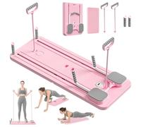 VHV Pilates Reformer Compact, 4 en 1 Pilates Pliable,La roue abdominale push-up rebondit automatiquement Minuterie, Ab Roller Fitness Materiel pour la Maison et la Salle de Sport (Rose)