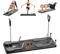 VHV Pilates Reformer Compact, 5 en 1 Pilates Pliable,La Roue Abdominale Push-up rebondit automatiquement Minuterie,Planche Abdominale Pilates Multifonction pour la Maison et la Salle de Sport (Noir)