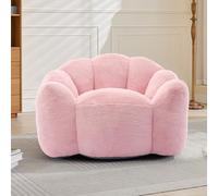 VHV Pouf XXL en forme de fleur - En fourrure synthétique douce - Avec rembourrage en mousse - Pour salon et chambre à coucher - Rose