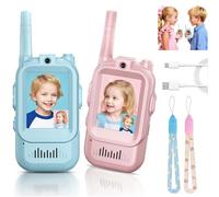 VHV Talkie Walkie Enfants avec Vidéo & Caméra HD, Talkie-Walkie Rechargeable USB (650mAh), 4 Modes de Voix Changée, Portée 100-400m, Cadeau pour Garçons/Filles (Bleu+Rose)