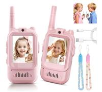 VHV Talkie Walkie Enfants avec Vidéo & Caméra HD, Talkie-Walkie Rechargeable USB (650mAh), 4 Modes de Voix Changée, Portée 100-400m, Cadeau pour Garçons/Filles (Rose+Rose)