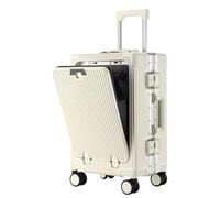 VHVYWY Bagage cabine rigide, blanc, port de charge USB, porte-gobelet, support de téléphone, chariot réglable à 3 vitesses, roues pivotantes, blanc, X Large, Voyage de loisir