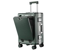 VHVYWY Bagage cabine rigide, blanc, port de charge USB, porte-gobelet, support de téléphone, chariot réglable à 3 vitesses, roues pivotantes, Vert, M, Voyage de loisir