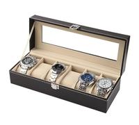 VHVYWY Boite a Montre 24 Emplacements, Boîte de Rangement pour Montres Présentoir à Montres Coffret à Montres avec Couvercle en Verre, Cadeau pour Homme Femme 6 - Grids