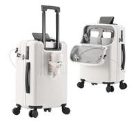 VHVYWY Valise de Voyage avec Port de Chargement USB et Porte-gobelet, Valise à roulettes légère et Durable en PC + ABS avec roulettes pivotantes à 360 ° 04,26in
