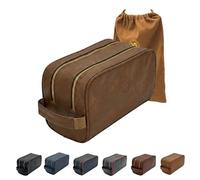 VI PRESTIGE Trousse de toilette classique de qualité supérieure - Grande capacité - Deux compartiments - Fermetures éclair YKK - Fond résistant à l'eau - Poches en maille - Organisateur durable