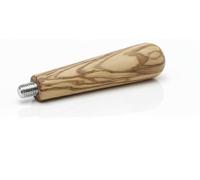 VIA CREMA Poignée porte-filtre en bois d'olivier de qualité supérieure, grain naturel, insert en métal fileté, accessoire pour machine à expresso, fabriqué en Italie