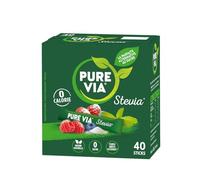 VIA - Edulcorant Stévia Sticks PURE | Saveur onctueuse et gourmande | Idéal pour vos boissons et desserts | la boite de 40 sticks - 60 g | LOT DE 3
