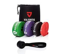 VIA FORTIS Bandes de Résistance Prémiums + Instructions d'Exercices et Sac - Bandes de Résistance/Bandes de Traction et Aide à la Traction/Bande Fitness/Bandes d'Entraînement Fitness & Musculation