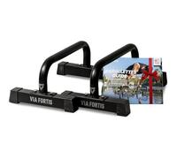 VIA FORTIS - Barres Parallettes Premium - Acier Ultra-Résistant et léger - Facile à Transporter - Musculation au Poids du Corps - Tous Niveaux - Taille M