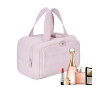 Via Trousse de toilette pour femme pour voyage Sac de toilette léger à grande ouverture large avec fermeture éclair, Rose et blanc, Consulte la descripción, Voir description